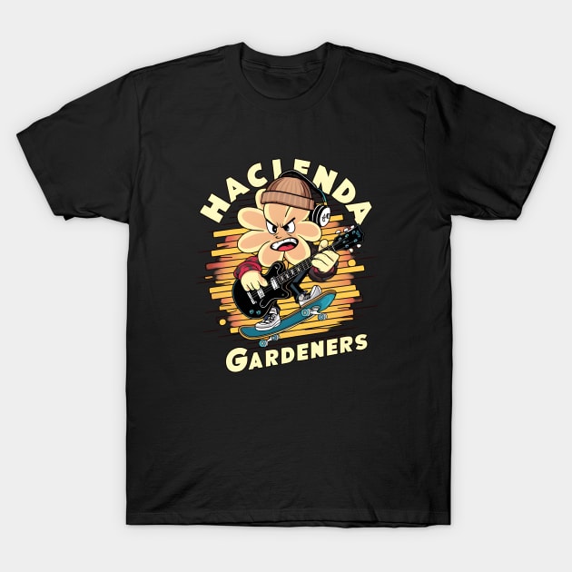 Flower Cartoon Guitarist T-Shirt by Hacienda Gardeners